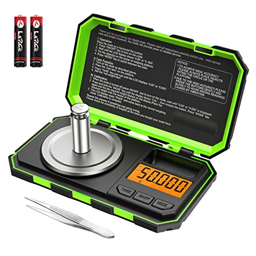  Digital Pocket Scale, Digital Milligram Scale, 1.76oz/ 0.001g Pocket Jewelry Scale With Tweezers, Calibration Weights, 6 Units, Backlit Display, Auto Off, Tare Function, Blue