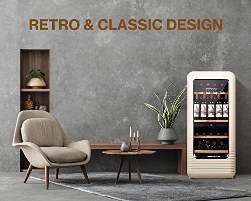  Retro Wine Cooler Refrigerator Off-White And Wine Bottle Opener Set