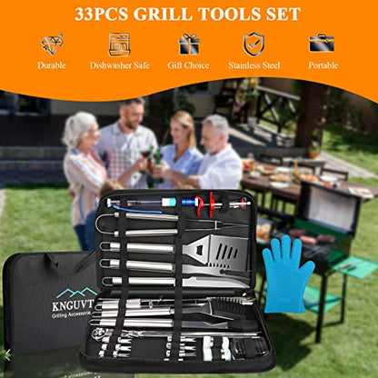  BBQ Grill Accessories Grilling Tools Set, 33PCS Stainless Steel BBQ Accessories With Carry Bag, Barbecue Utensils Set For Camping, Kitchen, Outdoor, Perfect BBQ Tools Gift For Men Women