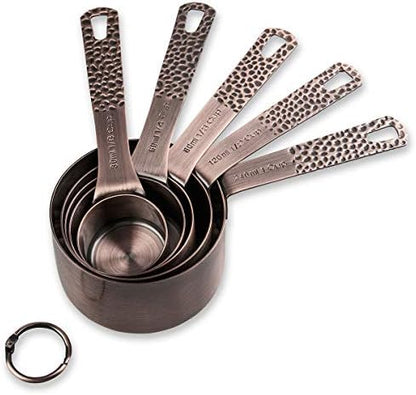 Measuring Spoons Set, Copper Measuring Spoons Set, Stainless Steel Measuring Spoons, Copper Plated Measuring Spoons, 6 Measurer Spoons (Copper-6spoons+1ring)