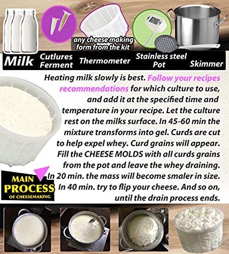  7 Pcs Cheesemaking Kit №1 Butter Punched Сheese Mold Press Strainer Cheese Tofu Press Mold Cheese Making Kit