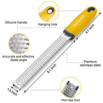  Classic Zester And Grater - Professional Kitchen Lemon Zester For Lime, Cheese, Garlic, Ginger, Chocolate, Vegetables, Fruits, Dishwasher Safe (Narrow)