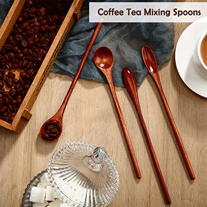  Wooden Coffee Spoons Long Handle Wooden Mixing Spoon Long Handle Wooden Teaspoon Handmade Wood Stirring Spoon For Kitchen Stirring (6)