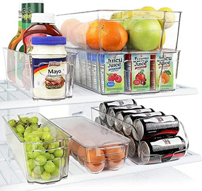  Refrigerator Organizer Bins, Fridge Bins, Fridge Organizer, Fridge Organizers And Storage Clear Fridge Bins With Durable Handles, Kitchen Organization, Shatterproof -  Set Of 6