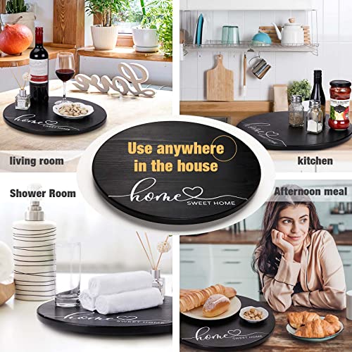  15'' Wooden Lazy Susan Turntable Organizer, Black Large Lazy Susan Turntable For Table Cabinet Or Pantry, Unique Anniversary Birthday Housewarming Gifts