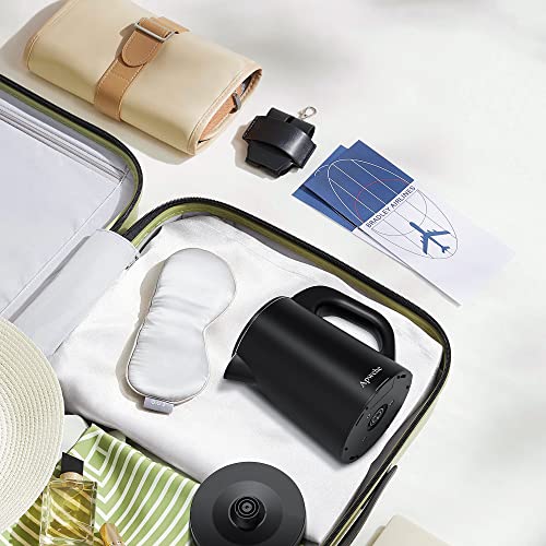  Small Electric Kettle, Portable Kettle With 304 Stainless Steel Travel Kettle 27oz/0.8L Electric Tea Kettle For Business Trip, Small Electric Kettle With Auto Shut-Off (black)