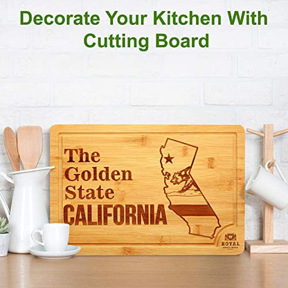  Bamboo State Cutting Board For Kitchen – California Cheese Board, Charcuterie Platter & Serving Tray, (15" X 10")