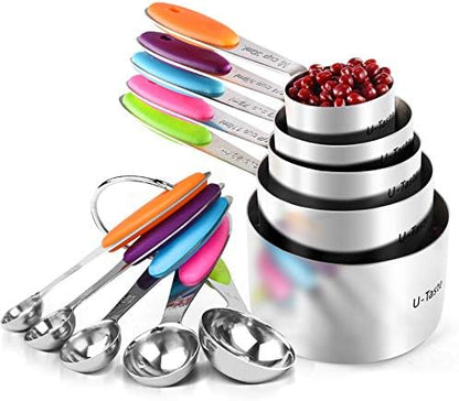  10 Piece Measuring Cups And Spoons Set In 18/8 Stainless Steel