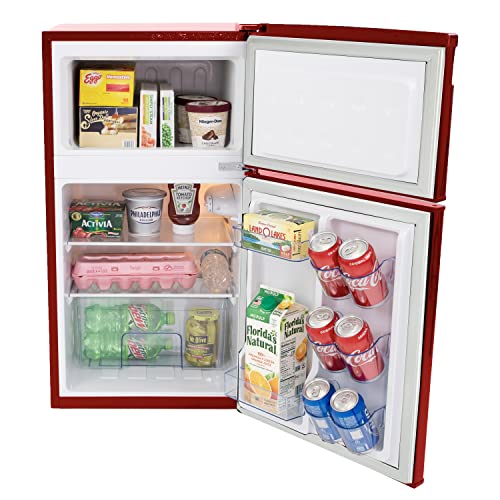 Avanti RMRT30X5R-IS Mini Fridge With Freezer 3 Cu. Ft. Capacity Retro-Styled For Home Office Or Dorm, Manual Defrost And Adjustable Temperature, 3 Cu.Ft, Red