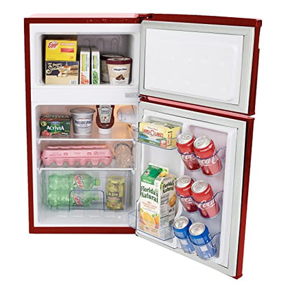 Avanti RMRT30X5R-IS Mini Fridge With Freezer 3 Cu. Ft. Capacity Retro-Styled For Home Office Or Dorm, Manual Defrost And Adjustable Temperature, 3 Cu.Ft, Red