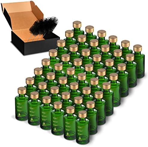  (12-pack) 2.4oz / 70mL Glass Small Sample Bottles Clear Color With Capacity Markings, Lids, And Brush | 2 Oz+ Leak Proof & Perfect For Whiskey, Oils, Travel, Juice, & More