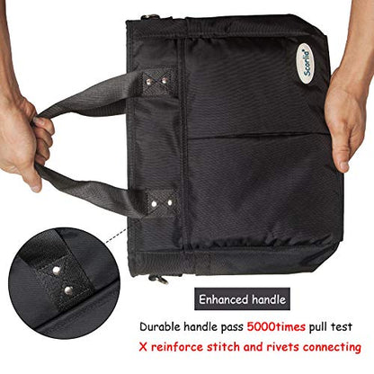  Insulated Lunch Bag, Extra Large Lunch Tote Bag With Removable Shoulder Strap, Durable Reusable Cooler Lunch Box Bag With Side Pockets, Tall Drinks Holder For Women Men Work, Black