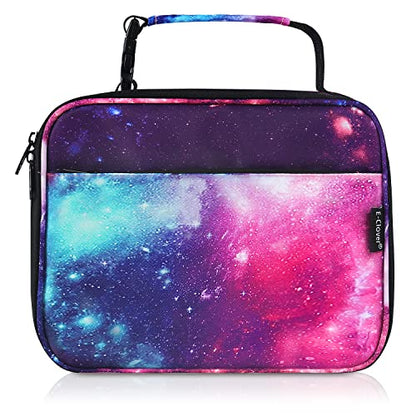  Kids Lunch Box Insulated Girls Lunch Boxes Galaxy Lunch Bag Tote Kit For School Travel Picnic Beach Boys Space Gifts Purple Pink