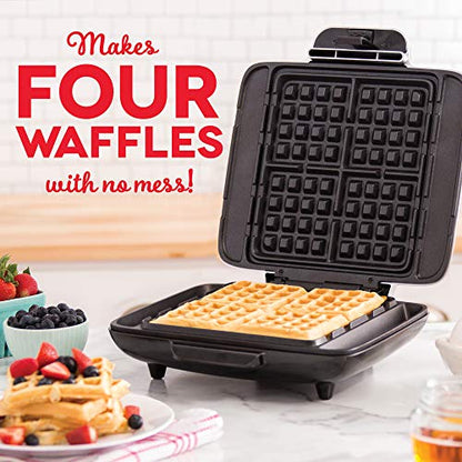 Dash No-Drip Waffle Maker: Waffle Iron 1200W + Waffle Maker Machine For Waffles, Hash Browns, Or Any Breakfast, Lunch, & Snacks With Easy Clean, Non-Stick + Mess Free Sides - Aqua