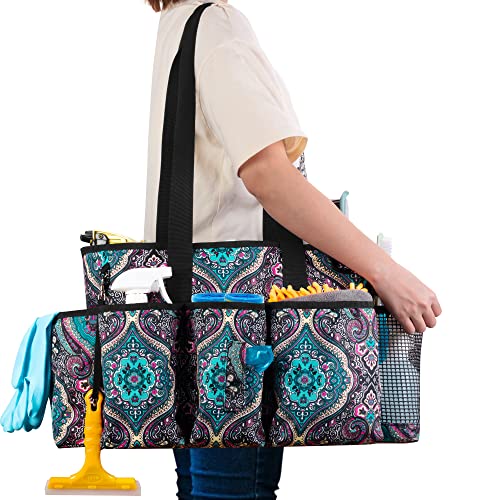  Tote Cleaning Caddy With Dividers For Cleaning Supplies, Cleaning Bag Organizer With Handle Strap For Cleaning Work, Totem, (Bag Only)
