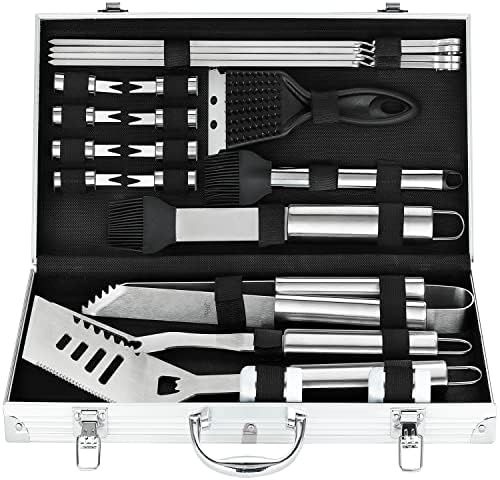  21PCS Professional Stainless Steel Grill Accessories Set For Men Dad Women - Perfect Grill Gift On Father's Day, Christmas, Birthday - Complete BBQ Kit For Outdoor Camping Barbecue