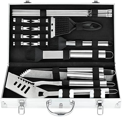  21PCS Professional Stainless Steel Grill Accessories Set For Men Dad Women - Perfect Grill Gift On Father's Day, Christmas, Birthday - Complete BBQ Kit For Outdoor Camping Barbecue