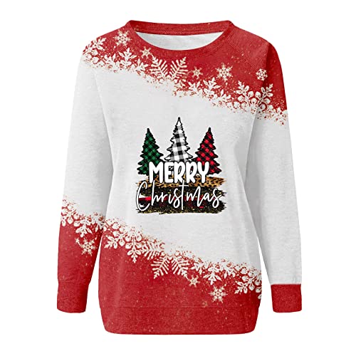  Womens Causal Loose Crewneck Cute Fashion Christmas Print Long Sleeve Sweatshirts Loose Tops Pullover Top Streetwear