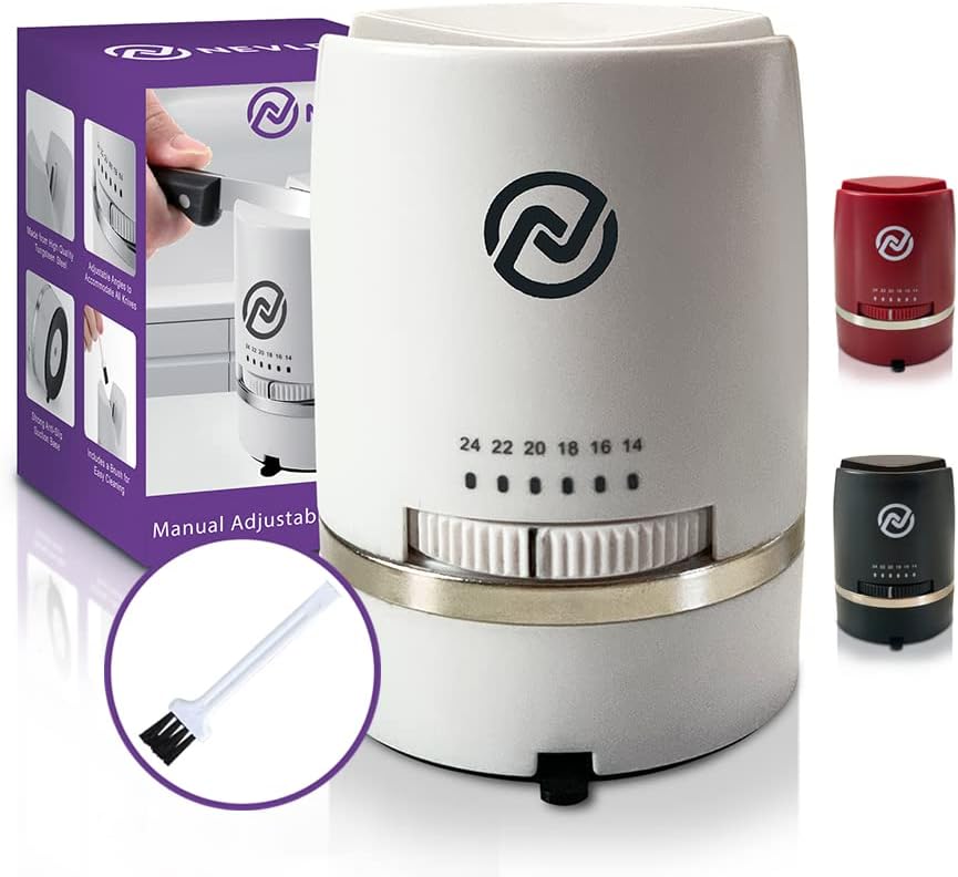  Adjustable Angle Manual Kitchen Knife Sharpener With Suction Base - These Sharpeners Prep, Repair, Sharpen, & Polish Most Knives In One Easy Step - Mini Brush For Quick & Easy Clean Up - White