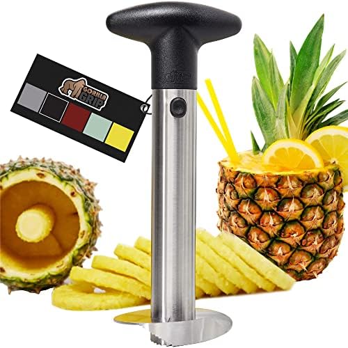  Pineapple Corer, Easy To Use BPA Free Peeler, Rust Resistant Reinforced Stainless Steel Sharp Blades, Fruit Slicer Tool, Detachable Handle, Kitchen Essentials, Core Twist Remover, Black