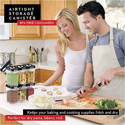  Irtight Food Storage Containers With Lids – 6 Piece Set Air Tight Kitchen Storage Containers For Pantry Organization And Storage - Clear Plastic BPA-Free - Keeps Food Fresh & Dry