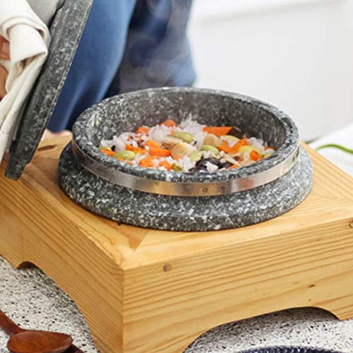  Gopdol Natural Giblet Pot Dolsot Pot With Stone Lid For Nutrition Rice Steamer (Large 7 X 3.5 Inch)