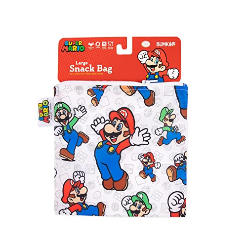  Sandwich Bag / Snack Bag, Reusable Fabric, Washable, Food Safe, BPA Free, 7x7 â€“ Nintendo Mario/Luigi, Pack Of 1