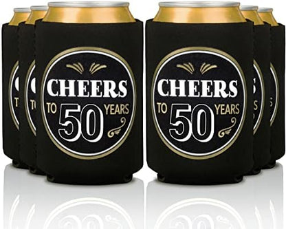  50th Birthday Can Coolers (12 Pack) - Cheers To 50 Years , Happy 50th Birthday Decorations For Men , Over The Hill Party Supplies 50th Birthday Party Favors For Guests , 50 Year Old