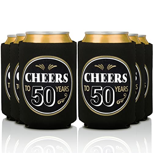  50th Birthday Can Coolers (12 Pack) - Cheers To 50 Years , Happy 50th Birthday Decorations For Men , Over The Hill Party Supplies 50th Birthday Party Favors For Guests , 50 Year Old