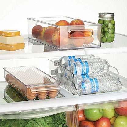  Plastic Refrigerator And Freezer Storage Organizer Bin Water Bottle And Drink Holder For Kitchen, Basement, Garage Fridge, BPA-Free, Clear