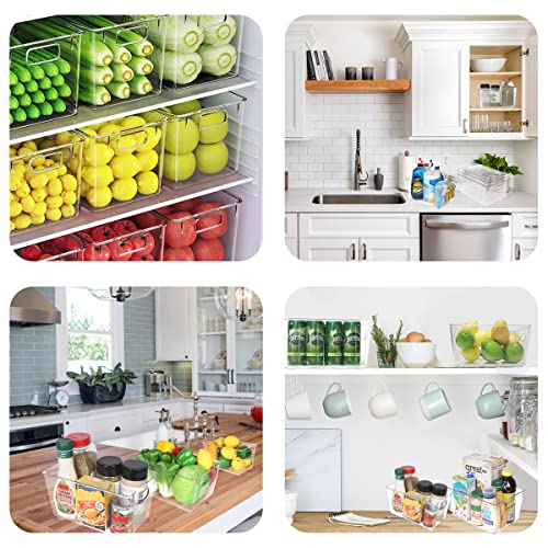  Clear Organizer Bins,【3-Pack】 Plastic Pantry Organization Or Storage ,for Kitchen Organizing/Cabinet Organizers/Shelf Storage Bins (1Large+1Medium+1Small)