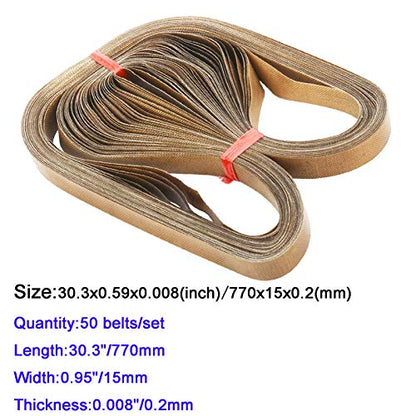  50pcs Band Sealer Belts For FR-770 Continuous Band Sealer,PTFE Teflon Tape For Automatic Horizontal Sealing Machine(30.3x0.59inch)