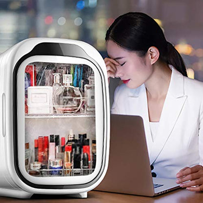  Portable Small Fridger- 6 Liter Compact Cooler Warmer Mini Fridge - Great For Bedroom, Office, Car, Dorm .Portable Makeup Skincare Fridge -The Best Choose In Summer (Black)