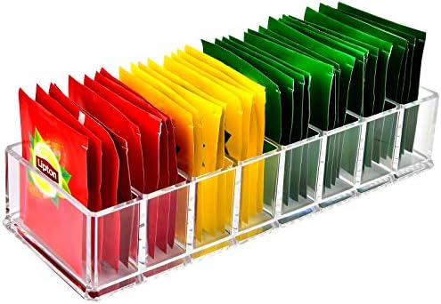  Tea Bag Storage Organizer, Kitchen Pantry, Cabinet, Countertop Food Drawer Holder Bin Caddy - For Coffee| Sugar Packet| Beverage Bags| Sweeter| Ketchup| Spice Pouches| Dressing Mixes. 2 Pack(Box Only)
