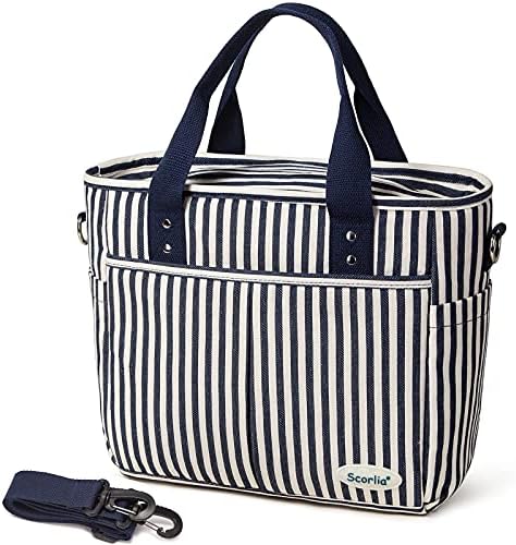  Insulated Lunch Bag, Extra Large Lunch Tote Bag With Removable Shoulder Strap, Durable Reusable Cooler Lunch Box Bag With Side Pockets, Tall Drinks Holder For Women Men Work, Black