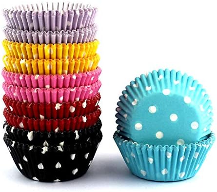  300 Count Mini Cupcake Liners Polka Dots Baking Paper Cups Rainbow