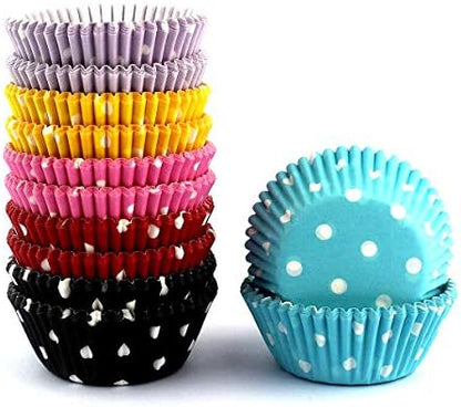  300 Count Mini Cupcake Liners Polka Dots Baking Paper Cups Rainbow