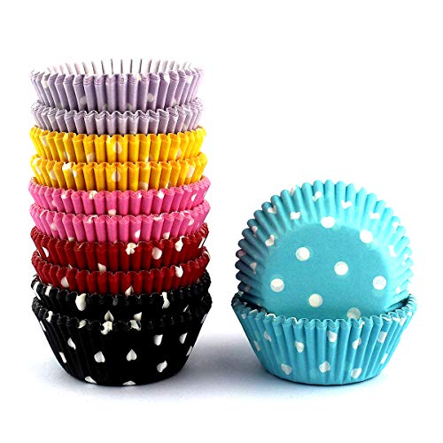  300 Count Mini Cupcake Liners Polka Dots Baking Paper Cups Rainbow
