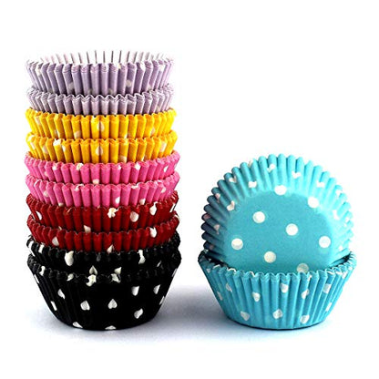  300 Count Mini Cupcake Liners Polka Dots Baking Paper Cups Rainbow