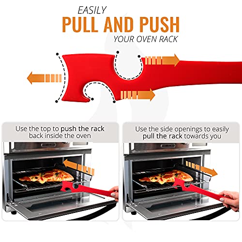  Ilicone Oven Rack Push Pull Tool With Longer Handle Ideal For Kitchen Oven, Toaster Oven, Air Fryer, Convection Oven And Small Kitchen Appliances