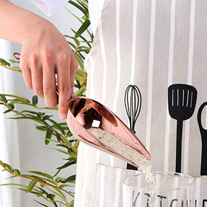  Stainless Steel Ice Scoop, Thickened Metal Food Candy Scoop For Kitchen Bar Party Wedding, Heavy Duty, Mirror Finish - Rose Gold