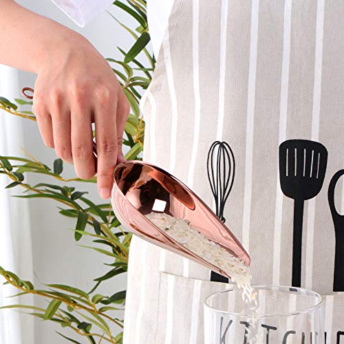  Stainless Steel Ice Scoop, Thickened Metal Food Candy Scoop For Kitchen Bar Party Wedding, Heavy Duty, Mirror Finish - Rose Gold
