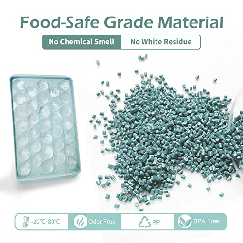  Ice Cube Tray,Circle Ball Ice Trays For Freezer With Lid & Bin,Cube Tray Making 99PCS Sphere Ice Chilling Cocktail Whiskey Tea Coffee 3 Trays 1 Ice Bucket & Scoop