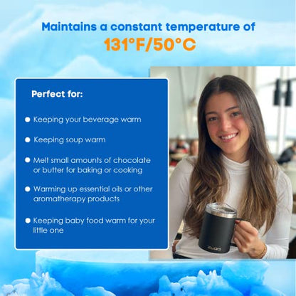  Coffee Mug Warmer With Self-Warming Insulated Drink Cup, Home And Office Desk Accessory With Qi Heater, Double Wall Stainless Steel, Premium 2 Pc. Gift Set