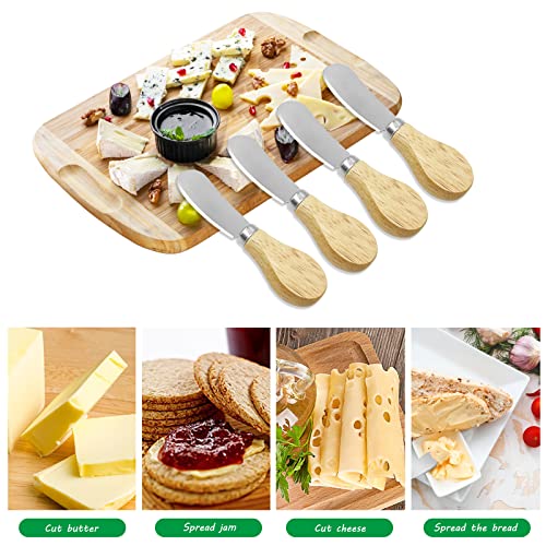  8 Pieces Cheese Spreaders With Wooden Handle, LyfLux Stainless Steel Butter Spreaders, Sandwich Cream Cheese Cake Condiment Spreaders, 4.7 Inch
