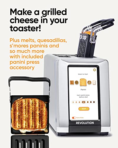  InstaGLO® R180S Toaster, In Stainless/Chrome + Revolution Panini Press (BUNDLE) – Perfect Toast, Grilled Cheeses, Quesadillas, And Paninis In Your Toaster (2 Items)