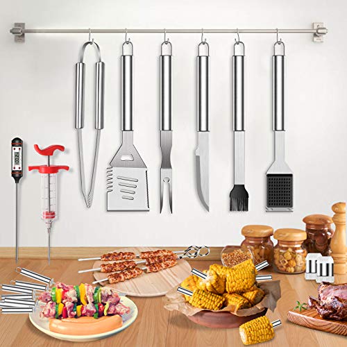  BBQ Grill Accessories Grilling Tools Set, 33PCS Stainless Steel BBQ Accessories With Carry Bag, Barbecue Utensils Set For Camping, Kitchen, Outdoor, Perfect BBQ Tools Gift For Men Women