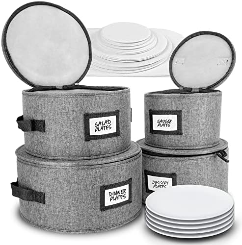  China Storage Containers | 8 Pc. ULTRA THICK HARDSHELL ALL SURFACES & COVER | China Storage Box With Handles | Stackable Storage For Plates, Platters, Mugs, Wine Glass & Flatwares