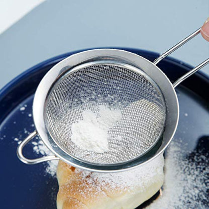  Fine Mesh Strainer 6 Pieces Set, Flour Sifter For Baking, Stainless Steel Clander, Matcha Tea Strainer, Gravy Separator, Stasher Sieve Pasta Strainers