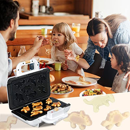  Mini Waffle Maker Dinosaur Waffle Iron For Kids 7 Unique Dino Waffle In Minutes, Electric Nonstick Waffle Pancakes Maker With Removable Plates Breakfast Maker Machine, Fun Gift For Kids Family
